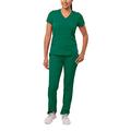 Adar Pro Core Classic Scrub Set for Women - Tailored V-Neck Scrub Top & Tailored Yoga Scrub Pants - P9100 - Hunter Green - 3X