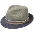 Stetson Licano Toyo Trilby Straw Hat Men - Beach Sun with Grosgrain Band Spring-Summer - XXL (62-63 cm) Navy