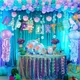 Décorations de fête d'anniversaire petite sirène ballons bannière en papier guirxiété sous la