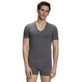 FALKE Herren Unterwäsche Daily Comfort 2-Pack V Neck M S/S SH Baumwolle atmungsaktiv 2 Stück, Grau (Dark Grey -Heather Melange 3278), XL