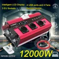 Onduleur de grande puissance pour voiture 12000W 12V 220V Sicile 3 prises EU LCD