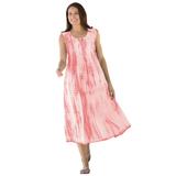 Plus Size Women's Sleeveless Pintuck Tie-Dye Dress by Woman Within in Sweet Coral Tie Dye (Size 32 W)