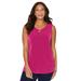 Plus Size Women's Crisscross Timeless Tunic Tank by Catherines in Deep Tango Pink (Size 1XWP)