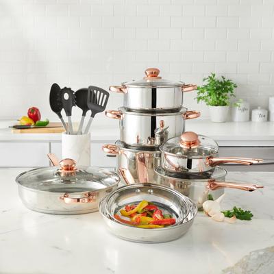 18-Pc. Copper Accent Stainless Set by BrylaneHome ...