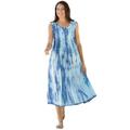 Plus Size Women's Sleeveless Pintuck Tie-Dye Dress by Woman Within in Evening Blue Tie Dye (Size 20 W)