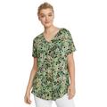 Plus Size Women's V-Neck Tunic With Front Inverted Pleat by ellos in Green Multi Fern (Size 18/20)