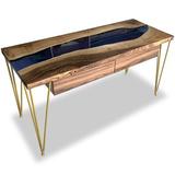 Arditi Collection Brontes River Desk Metal in Gray/Blue | 29.5 H x 58 W x 23 D in | Wayfair ARD-107-SMOKEDNAVYBLUE-POLISHED-BLUECHROME