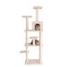 Beige Real Wood Cat Tree With Seven Levels, 74" H, 43.8 LBS, Tan