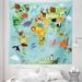East Urban Home Wanderlust Tapestry King Size, Animal Map Of The World For Cartoon Mountains Forests, Wall Hanging Bedspread Bed Cover Wall Decor | Wayfair