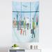 East Urban Home Ambesonne Airport Tapestry King Size, Cartoon Of People In Waiting Lounge View From Terminal w/ Landing Planes Print | Wayfair