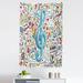 East Urban Home Music Tapestry, Big Clef w/ Notebook Doodle Style Items Around Rainbow Musical Notes Party | 45 H x 30 W in | Wayfair