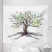 East Urban Home Ambesonne Music Tapestry Twin Size, Musical Tree Autumnal Clef Trunk Swirl Nature Illustration Leaves Creative Design | Wayfair