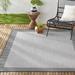 Gray 62 x 0.4 in Indoor/Outdoor Area Rug - Nicole Miller New York Patio Country Landry Traditional Border Indoor/Outdoor Area Rug | Wayfair