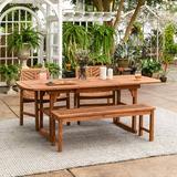 Winston Porter Alfonsi Rectangular 4 - Person 55" Long Acacia Outdoor Dining Set Wood in Brown | 79 W x 35 D in | Wayfair