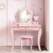 Harriet Bee Milledgeville Vanity Set w/ Mirror Solid + Manufactured Wood in Pink | 41.5 H x 27.5 W x 13.5 D in | Wayfair