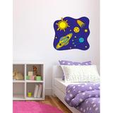 Zoomie Kids Nursery Galaxy Wall Decal, Galaxy Sticker, Boys Room Galaxy Wall Decor Vinyl in Blue/Yellow | 33 H x 33 W in | Wayfair