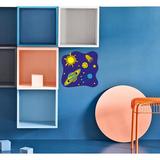 Zoomie Kids Nursery Galaxy Wall Decal, Galaxy Sticker, Boys Room Galaxy Wall Decor Vinyl in Blue/Yellow | 10 H x 10 W in | Wayfair