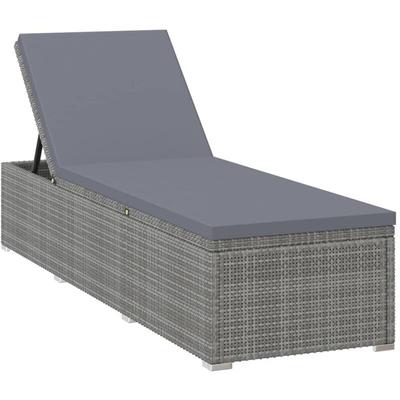 Sonnenliege mit Auflage Poly Rattan Grau Vidaxl