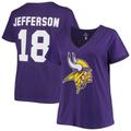 Women's Justin Jefferson Purple Minnesota Vikings Plus Size Fair Catch Name & Number V-Neck T-Shirt