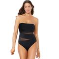 Plus Size Women's Mesh Wrap Bandeau One Piece Swimsuit by Swimsuits For All in Black (Size 8)