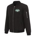 Men's NFL Pro Line by JH Design Black New York Jets Full-Zip Bomber Lightweight Jacket