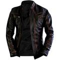 Mens Real Leather Biker- Motorcycle Distressed Black Genuine Leather Jacket-Men vintage Biker Leather Jacket (Distressed Brown, m)