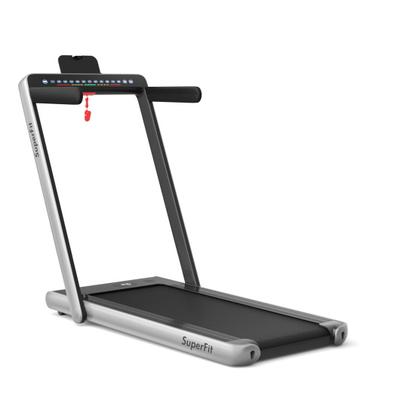 Costway 2-in-1 Electric Motorized Health and Fitness Folding Treadmill with Dual Display-Silver