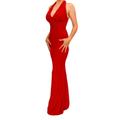 Blue Banana Women's Full Length Evening Maxi Dress Red Size 14