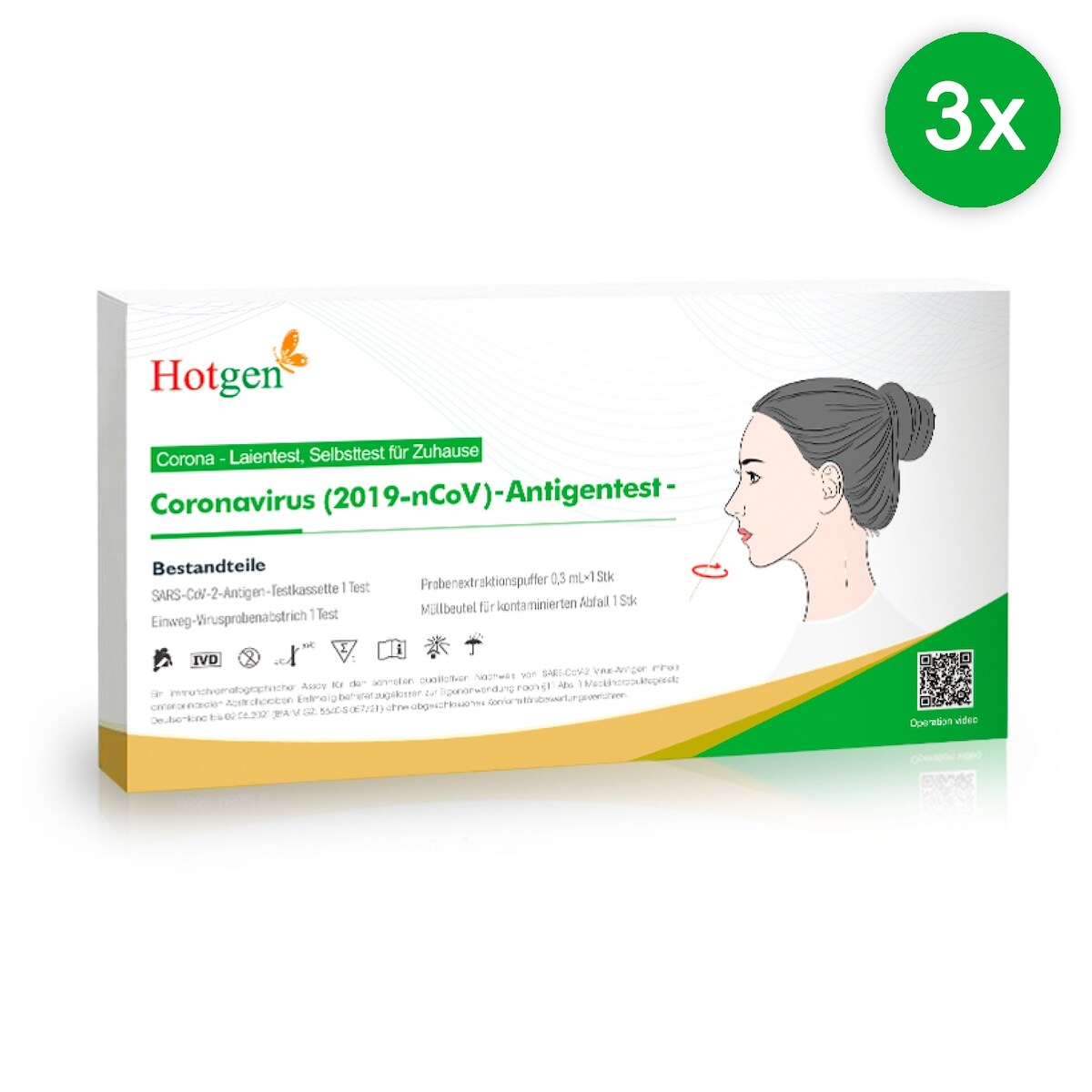 Hotgen Biotech Hotgen Selbsttest Antigentest für Zuhause zum Schnelltest mittels Nasenabstrich 3er-Set Image