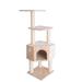 Beige Real Wood Cat Tree with Perch And Playhouse, 48" H, 21.4 LBS, Tan