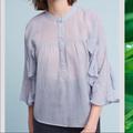 Anthropologie Tops | 5/25anthropologie Maeve Ruffled Henley Top | Color: Blue/White | Size: S