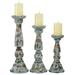 Juniper + Ivory Set of 3 12 In. 15 In., 18 In. Country Cottage Candle Holder Blue Mango Wood - Juniper + Ivory 31880