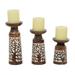 Juniper + Ivory Set of 3 6 In., 8 In., 9 In. Natural Candle Holder Brown Mango Wood - Juniper + Ivory 30973