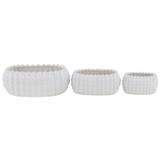 Juniper + Ivory Set of 3 9 In., 13 In., 17 In. Traditional Planter White Stoneware - Juniper + Ivory 78695