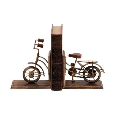 Juniper + Ivory Set of 2 7 In. x 9 In. Brass Vintage Bicycle Bookends Wood - Juniper + Ivory 26778