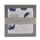 Blue Elephant and Spotted Wave Cotton Muslin Newcastle Blanket - Newcastle Classics 700