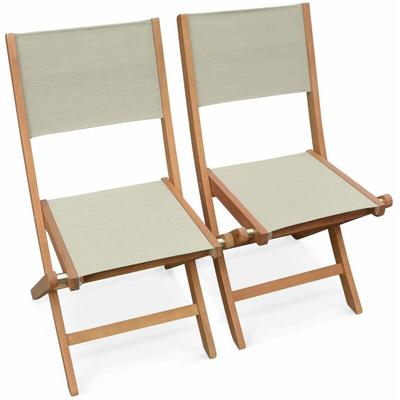 Sweeek - 2er Set Gartenstühle Klappstühle, Holz und Textilene Image