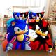 PTNQAZ Kids Duvet Cover Set 3D Printed Sonic Anime Bedding Set With Pillowcase For Boys Teen Soft Children Quilt Cover Bed Linens (King)