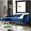 Safavieh Couture Evangeline 86" Velvet Tuxedo Arm Sofa Chaise Velvet in Blue | 31 H x 86 W x 40.5 D in | Wayfair SFV2101C