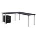 Inbox Zero Kee Corner L Shaped Desk w/ Pedestal Drawer Top Wood in Gray | 29 H x 72 W x 66 D in | Wayfair 9540568DDD4C429B9AB4892294226D9E