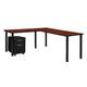 Inbox Zero Kee Corner L Shaped Desk w/ Pedestal Drawer Top Wood in Black/Brown | 29 H x 72 W x 66 D in | Wayfair F8E1033E1EEE461DBA56A2037530BA3F