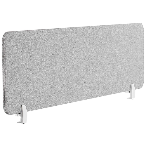 Schreibtisch Trennwand Hellgrau Stoff PET Kunststoff 130 x 40 cm zum Aufstellen Klemmen Schallschutz Sichtschutz Pinnwand Büro Home Office