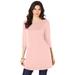 Plus Size Women's Boatneck Ultimate Tunic with Side Slits by Roaman's in Soft Blush (Size 34/36) Long Shirt