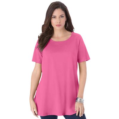 Plus Size Women's Swing Ultimate Tee with Keyhole Back by Roaman's in Vintage Rose (Size 2X) Short Sleeve T-Shirt