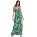 Plus Size Women's Knit Surplice Maxi Dress by ellos in Tropical Green White Print (Size M)