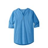 Plus Size Women's Gauze Mandarin Collar Shirt by KingSize in Azure Blue (Size 4XL)
