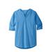 Plus Size Women's Gauze Mandarin Collar Shirt by KingSize in Azure Blue (Size 4XL)