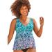 Plus Size Women's V-Neck Flowy Tankini Top by Swimsuits For All in Green Faded (Size 16)