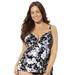 Plus Size Women's Bra Sized Faux Flyaway Underwire Tankini Top by Swimsuits For All in Neutral Floral (Size 42 C)