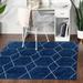 Blue/Navy 96 x 0.5 in Area Rug - George Oliver Debrodie Geometric Navy Blue Area Rug, Polypropylene | 96 W x 0.5 D in | Wayfair